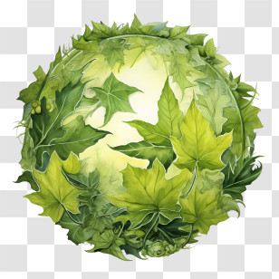 Green Planet Earth - Green Leaves In A Circle Transparent PNG