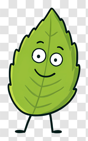 Cartoon Leaf - Leaf Character With Smile Transparent PNG