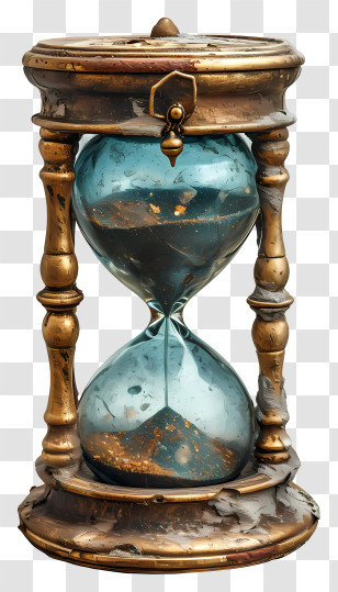 Hourglass - Antique Hourglass With Brass Frame Transparent PNG