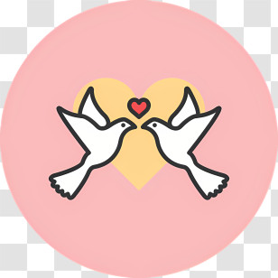 Flat Line Valentines Elements - Doves With Heart Transparent PNG