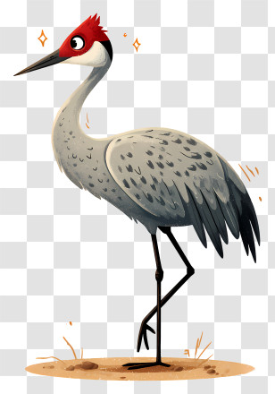 Sandhill Crane Bird - Grey Crane With Red Head Transparent PNG
