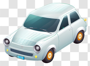White Car - Stylized Small Car Illustration Design Transparent PNG