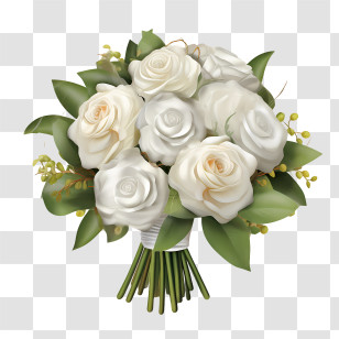White Rose Flower - Bouquet Of White Roses With Greenery Transparent PNG