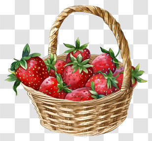 Hand Drawn Strawberry Basket - A Basket Full Of Fresh Strawberries Transparent PNG