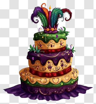 Mardi Gras - Colorful Mardi Gras Cake Transparent PNG