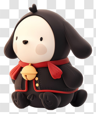 Pochacco - Cute Dog Figurine In Black And Red Transparent PNG