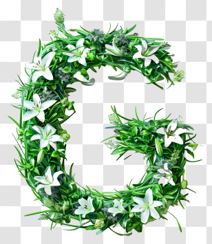 Letter G - Floral Letter G With Leaves And Flowers Transparent PNG