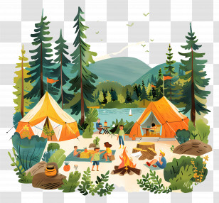 Summer Camp - Beautiful Camping Scene In Nature Transparent PNG