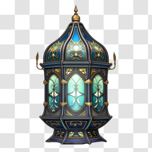 Islamic Lantern - Decorative Lantern With Stained Glass Design Transparent PNG