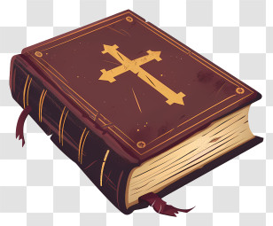 Bible - Decorative Book With Golden Cross On Cover Transparent PNG