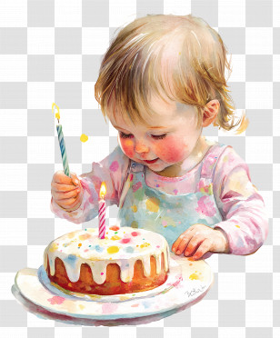 Baby Birthday - Child Celebrating Birthday With Cake Transparent PNG