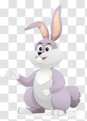 Cartoon Bunny - Smiling Cartoon Rabbit With Big Ears Transparent PNG