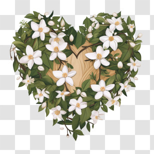 Jasmine Flower
 - Heart-Shaped Wreath With White Flowers Transparent PNG