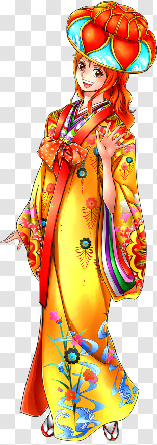 Straw Hat Pirates - Colorful Traditional Dress With Floral Patterns Transparent PNG