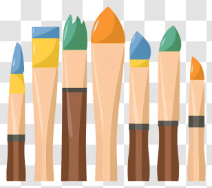 Cartoon - Set Of Colorful Paint Brushes Transparent PNG