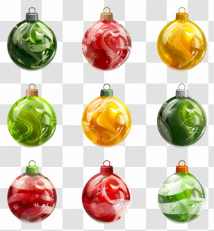Glass Ball Ornaments - Colorful Christmas Tree Ornaments Illustration Transparent PNG
