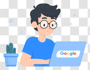 Google Search - Cartoon Person Using Laptop Transparent PNG