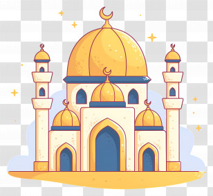 Mosque - Golden Mosque With Crescent And Minarets Transparent PNG