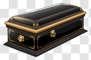 Funeral - Elegant Black Coffin With Gold Detailing Transparent PNG