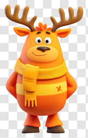 Cartoon Mascot - Orange Cartoon Reindeer With Scarf Transparent PNG