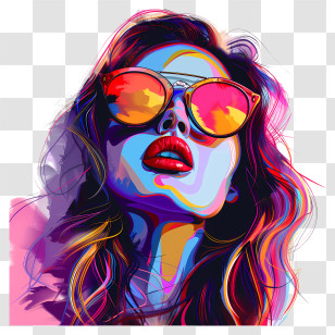 Pop Art Woman - Psychedelic Woman In Sunglasses Transparent PNG