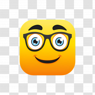 Nerd Emoji - Smiling Emoji With Glasses Illustration Transparent PNG