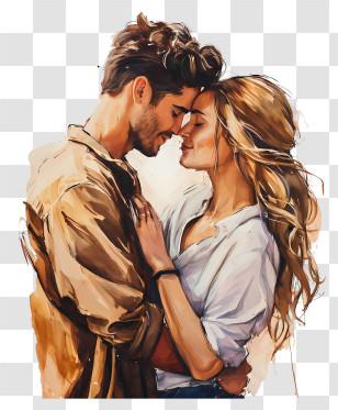 Valentine Gift For Boyfriend - Romantic Couple Illustration Transparent PNG