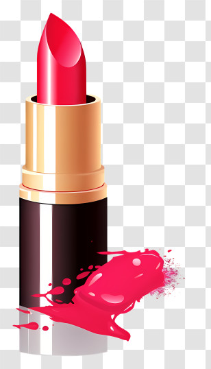 Lipstick - Lipstick With Red Smear Illustration For Makeup Concepts Transparent PNG