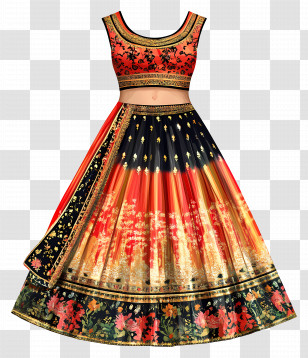 Lehenga Choli - Elegant Colorful Traditional Dress Transparent PNG