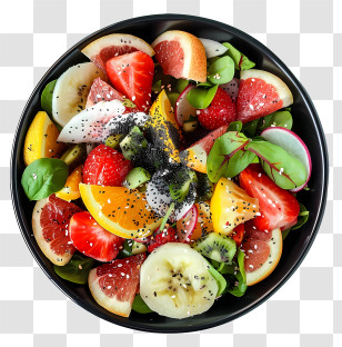 Salad Bowl - Fresh And Colorful Fruit Salad Bowl Transparent PNG