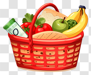 Gift Basket - Basket Of Groceries Filled With Fresh Food Transparent PNG