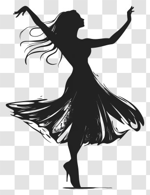 Female Dancing Silhouette - Elegant Dancer Silhouette Transparent PNG