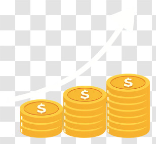 Cartoon - Gold Coins And Growth Arrow Illustration Transparent PNG