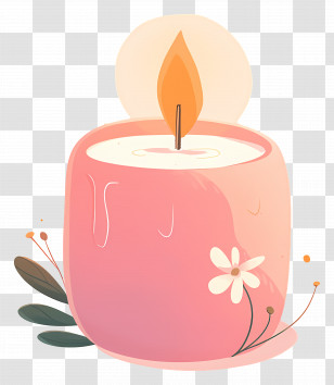 Aromatherapy Candle - Pink Candle With Floral Design And Warm Glow Transparent PNG