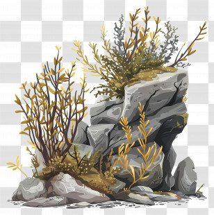 Seaweed - Rock Formation With Wild Plants Transparent PNG