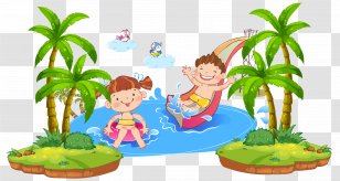 Child Cartoon Illustration - Water Park - Playing Kids Transparent PNG