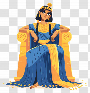 Egyptian Queen - Ancient Queen Sitting On Throne Transparent PNG
