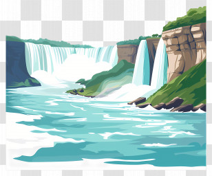 Niagara Falls - Illustrated Waterfall With Scenic View Transparent PNG