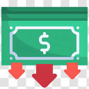 Investment Down - Dollar Bill With Downward Arrows Transparent PNG