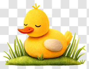 Duck Sleeping On Grass - Yellow Duck Sleeping In Grass Transparent PNG