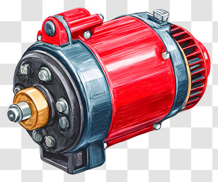 Automotive Starter Motor - Red Motor Illustration Transparent PNG