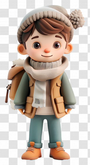 3d Boy Avatar - Cute Cartoon Child In Winter Clothing Transparent PNG