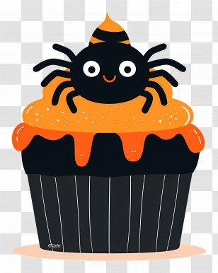 Halloween Cupcake - Halloween Spider-Themed Cupcake Transparent PNG