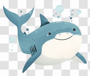 Cute Shark - Adorable Cartoon Shark Illustration Transparent PNG