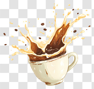 Splash Of Milk Coffee - Coffee Splashing From Cup Transparent PNG