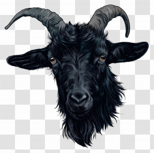 Black Goat - Black Goat Head Illustration Transparent PNG