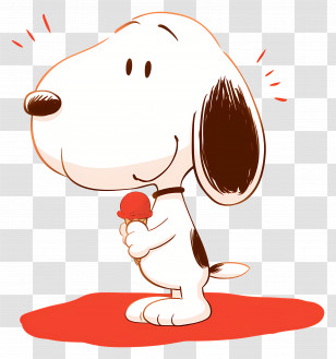 Snoopy Eating Ice Cream - Cartoon Dog Holding A Red Ice Cream Transparent PNG