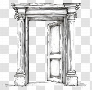 Open Door Frame - Architectural Hand-Drawn Doorframe Transparent PNG