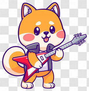 Dog Music - Cartoon Dog Playing Guitar Transparent PNG