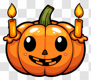 Halloween Candles - Pumpkin With Candles Transparent PNG